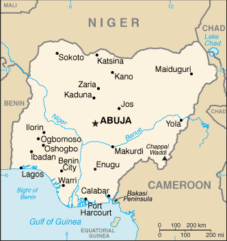 Political map of Nigeria Country Profile showing major cities.