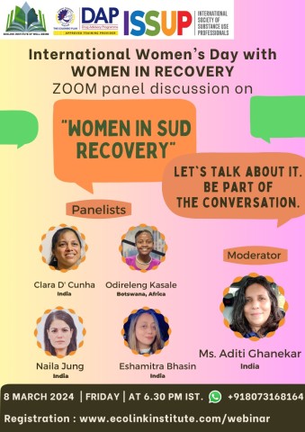 Зберіться разом на панельну дискусію в Zoom, присвячену Міжнародному жіночому дню, присвячену «Жінкам у відновленні SUD» разом із Women in Recovery.