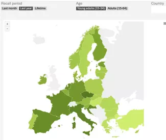  Dashboard. Prevalence of cannabis use in Europe (updated June 2024)