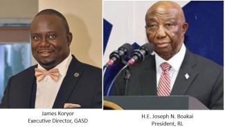 GASD Director, James Koryor  and Liberian President Joseph N. Boakai 