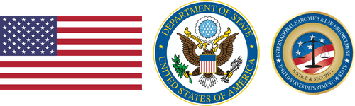 United States flag and State Department crest