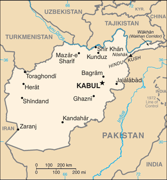 Political map of Afghanistan Country Profile showing major cities.